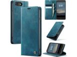 Custodia In Pelle Per Iphone 6S Plus/6 Plus/7 Plus/7 Plus/8 Plus, Protezione Rfid, Chiusura Magnetica, Slot Per Carte E Funzione Stand Blu