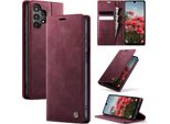 Custodia In Pelle Per Samsung Galaxy A13 / A04S / A04 / M13 5G, Protezione Rfid, Chiusura Magnetica, Slot Per Carte E Funzione Stand Rosso