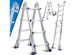 Scala Telescopica Professionale Jayseuw 2,4 M In Alluminio Argento Portata 150 Kg Scala Multiuso Piedini In Gomma Antiscivolo