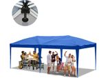 Aopunly Gazebo Pieghevole 3 X 6M Gazebo Pop-Up Tenda Da Giardino Pieghevole, Protezione Uv 50+ Gazebo E Tende Per Feste Senza Lati Blu