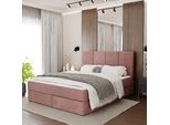 Muralo Letto Continentale Per Camera Da Letto Letto Imbottito Con Due Cassetti Letto Con Testiera Imbottita Letto Matrimoniale 140X200 Letto Con Contenitore Rosa