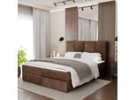 Muralo Letto Continentale Per Camera Da Letto Letto Imbottito Con Due Cassetti Letto Con Testiera Imbottita Letto Matrimoniale 160X200 Letto Con Contenitore Brown