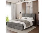 Muralo Letto Continentale Per Camera Da Letto Letto Imbottito Con Due Cassetti Letto Con Testiera Imbottita Letto Matrimoniale 160X200 Letto Con Contenitore Grigio