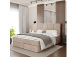 Muralo Letto Continentale Per Camera Da Letto Letto Imbottito Con Due Cassetti Letto Con Testiera Imbottita Letto Matrimoniale 160X200 Letto Con Contenitore Beige