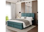 Muralo Letto Continentale Per Camera Da Letto Letto Imbottito Con Due Cassetti Letto Con Testiera Imbottita Letto Matrimoniale 140X200 Letto Con Contenitore Turchese