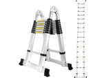 Jayseuw Scala Telescopica Argento Alluminio Pieghevole Scala Multifunzionale Scala Singola 2,5M+2,5M Scala Multiuso Trappola Per Dita Protezione Scala Di Estensione Scala Pieghevole In Alluminio Antiscivolo Fino A 150 Kg