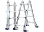Scala Telescopica In Alluminio Jayseuw 2,4 M Argento, Scala Estensibile Pieghevole, Scala Multiuso, Scala A Gradini, Scala Per La Casa, Scala Per Esterni, Portata 150 Kg