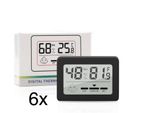 Mini Termometro Igrometro 6 Pezzi Digitale Lcd Nero Temperatura Interna Umidità Ambiente