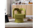 Lvhom Sedia Imbottita Girevole A 360°, Poltrona Girevole In Tessuto Bouclé, Poltrona Lounge Con Braccioli, Poltrona Reclinabile, Verde Oliva