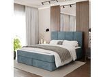 Muralo Letto Continentale Per Camera Da Letto Letto Imbottito Con Due Cassetti Letto Con Testiera Imbottita Letto Matrimoniale 140X200 Letto Con Contenitore Colore Mare