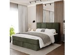 Muralo Letto Continentale Per Camera Da Letto Letto Imbottito Con Due Cassetti Letto Con Testiera Imbottita Letto Matrimoniale 160X200 Letto Con Contenitore Khaki