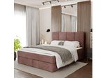 Muralo Letto Continentale Per Camera Da Letto Letto Imbottito Con Due Cassetti Letto Con Testiera Imbottita Letto Matrimoniale 160X200 Letto Con Contenitore Rosa Antico
