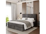 Muralo Letto Continentale Per Camera Da Letto Letto Imbottito Con Due Cassetti Letto Con Testiera Imbottita Letto Matrimoniale 160X200 Letto Con Contenitore Grafite