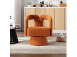 Lvhom Sedia Imbottita Girevole A 360°, Poltrona Girevole In Tessuto Bouclé, Poltrona Lounge Con Braccioli, Poltrona Reclinabile, Arancione