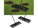 Costway Rastrello Livellatore In Metallo, Rastrello Per Prato Con Impugnatura Ergonomica, Rastrello Livellatore Per Prato, 75Cmx25Cm, Nero