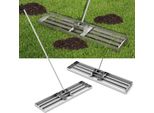 Costway Rastrello Livellatore In Metallo, Rastrello Per Prato Con Impugnatura Ergonomica, Rastrello Livellatore Per Prato, 106Cmx25Cm, Argento