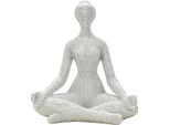 Donnina Yoga Argento Statuetta Decorativa In Resina Bianca E Argento 20,5X15,5X23 Cm