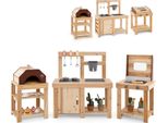 Costway Cucina Di Fango 3 In 1 Con Griglia Bbq E Forno Per Pizza, Cucina Da Esterno Con Serbatoio Dell'acqua, Lavello, Fornello E Accessori, Cucina Da Giardino Per Bambini A Partire Dai 3 Anni Di Età