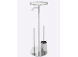 Badaccessoire-Set HEINE HOME, silber (verchromt), Glas, Chrom, Badaccessoires-Sets
