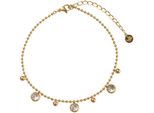 FußKette Mit AnhäNger Firetti "Schmuck Geschenk KöRperschmuck Kreise Kugeln", Gold (Gelbgoldfarben, Kristallweiß, Kristallweiß), FußKetten, Damen, Edelstahl, Mit Zirkonia (Synth.)