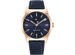 Quarzuhr TOMMY HILFIGER BRUCE, blau, Armbanduhren, Herren, Armbanduhr, Herrenuhr, Lederarmband, analog