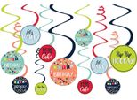 Amscan 672409 - Spirali Decorative A Reason To Celebrate, 12 Pezzi, Carta/Foglio, 61 Cm, Compleanno, Decorazione Da Appendere