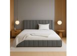 Letto Imbottito Gutto Letto Matrimoniale Spazio Sdraiato 160 X 200 Cm Rete A Doghe In Metallo Spazio Di Archiviazione Sul Letto Colore Grigio