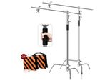 Treppiede Per Stativi In Acciaio Inox, Design Pieghevole, Regolabile In Altezza, 2 Pezzi 2,6M