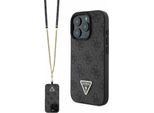 Guess GUHCP16LP4TDSCPK Iphone 16 Pro 6,3" Nero Custodia Rigida In Pelle Logo Strass Crossbody Protettiva"