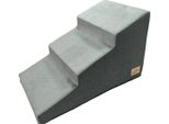 Scaletta Per Animali Domestici, Superficie Antiscivolo, Rivestimento Sfoderabile, Grigio, 3 Gradini