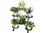 Supporto Per Piante, 6 Vasi, Struttura In Metallo, Facile Da Spostare, Nero, L