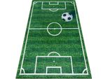 Tappeto Lavabile Bambino 51760 Campo, Calcio Per Bambini Antiscivolo - Verde Verde 120X170 Cm