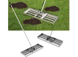 Costway Rastrello Livellatore In Metallo, Rastrello Per Prato Con Impugnatura Ergonomica, Rastrello Livellatore Per Prato, Argento, 75Cmx25Cm