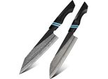 Set Di Coltelli Da Cucina Damasco ZE-37424 - Nero/Blu KP37424