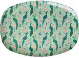 Piatto Rettangolare In Melamina Rice - Motivo Pavone Verde 30 X 22 Cm