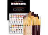 Loveart Colori Acrilici 24X12Ml Pennelli Di Precisione 10 Pezzi