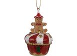 Ornamento Natalizio Clayre & Eef Omino Di Pan Di Zenzero Ø 5X8 Cm In Poliresina Rossa