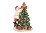 Clayre & Eef Decorazione Natalizia Con Illuminazione A Led Babbo Natale 15X10X22 Cm Poliresina Verde