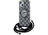 Karl Lagerfeld Klhmp15Shckcklck Iphone 15 / 14 / 13 6.1 Czarny/Nero Custodia Rigida Iml Crossbody Monogram Karl & Choupette Head Magsafe