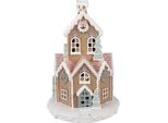 Clayre & Eef Casa Di Pan Di Zenzero Con Led Ø 21X33 Cm Plastica Marrone