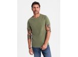 Ombre Clothing Camicia Da Uomo A Maniche Corte Jovani Kaki M