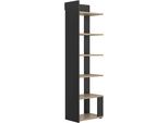 BüCherregal Gami "BüCherregal", Schwarz (Rookwood Eiche Nachbildung, Schwarz), B:56Cm H:198Cm T:37Cm, Holzwerkstoff, Regale, BüCherregal