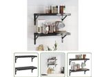 The Living Store Mensole A Muro 2 Pz. 50X23,5 Cm Nero Acciaio Inox