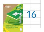 Agipa Etichette Multiuso Per Il Riciclaggio 105 X 37 Mm Bianco 1.600 Etichette