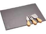 Tagliere Per Formaggi, Tagliere Con Coltelli Da Formaggio, 4 Pezzi, Ardesia, 35 X 25,2 Cm - Artesà