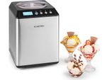 Klarstein Vanilla Sky Family - Eismaschine, Eisbereiter, Speiseeismaschine, Kühlhaltefunktion, LED-Display, Timer, Edelstahl, einfache Reinigung, 250 Watt, 2,5 Liter Fassungsvermögen, Silber