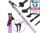 Set Di 2 Bastoncini Da Nordic Walking Regolabili In Alluminio Con Puntali Viola