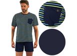 Sesto Senso Pigiama Uomo Cotone Manica Corta + Pantaloni Pigiama Notte - K67L - 2XL