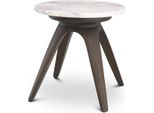 Casa Padrino Tavolino Moka / Bianco-Lilla Ø 40 X H. 41 Cm - Tavolino Rotondo In Mogano Con Piano In Marmo - Mobili Soggiorno - Mobili Lusso