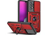 Galaxy A23 Custodia Con Anello Supporto Supporto Scivolare Fotocamera Protezione Tpu Pc Custodia Protettiva Per Samsung Galaxy A23 4G Rosso